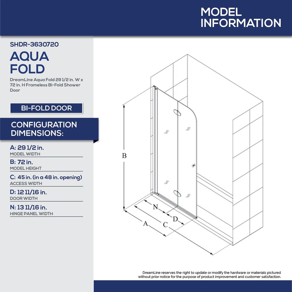 DreamLine Aqua Fold 32 in. D x 32 in. W x 74 3/4 in. H Bi Fold Shower Door and Shower Base Kit   32\