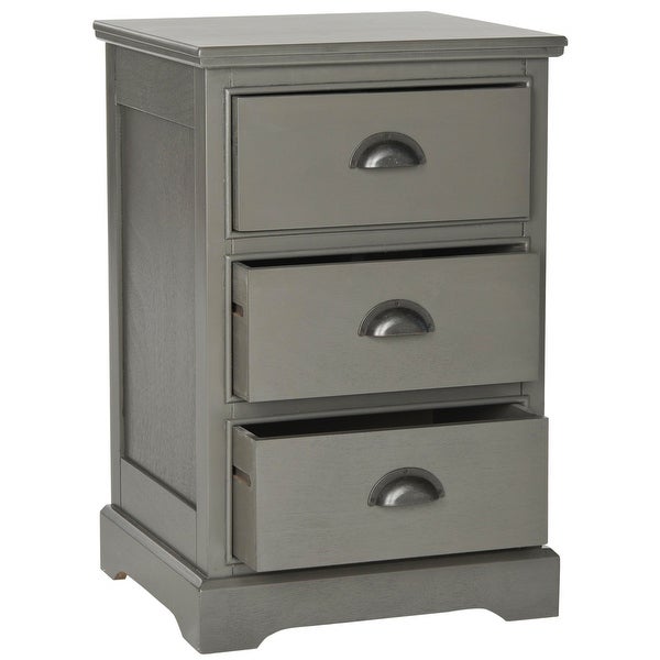 SAFAVIEH Griffin Grey 3-Drawer Storage Side Table - 17.7