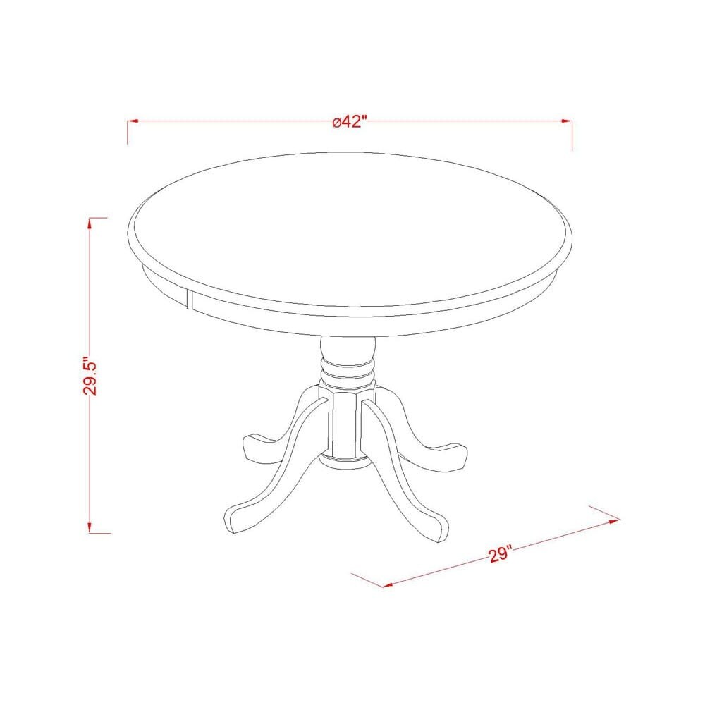 East West Furniture 3 Piece Dining Table Set  a Kitchen Table with Pedestal and 2 Dining Chairs(Finish   Seat Type Options)