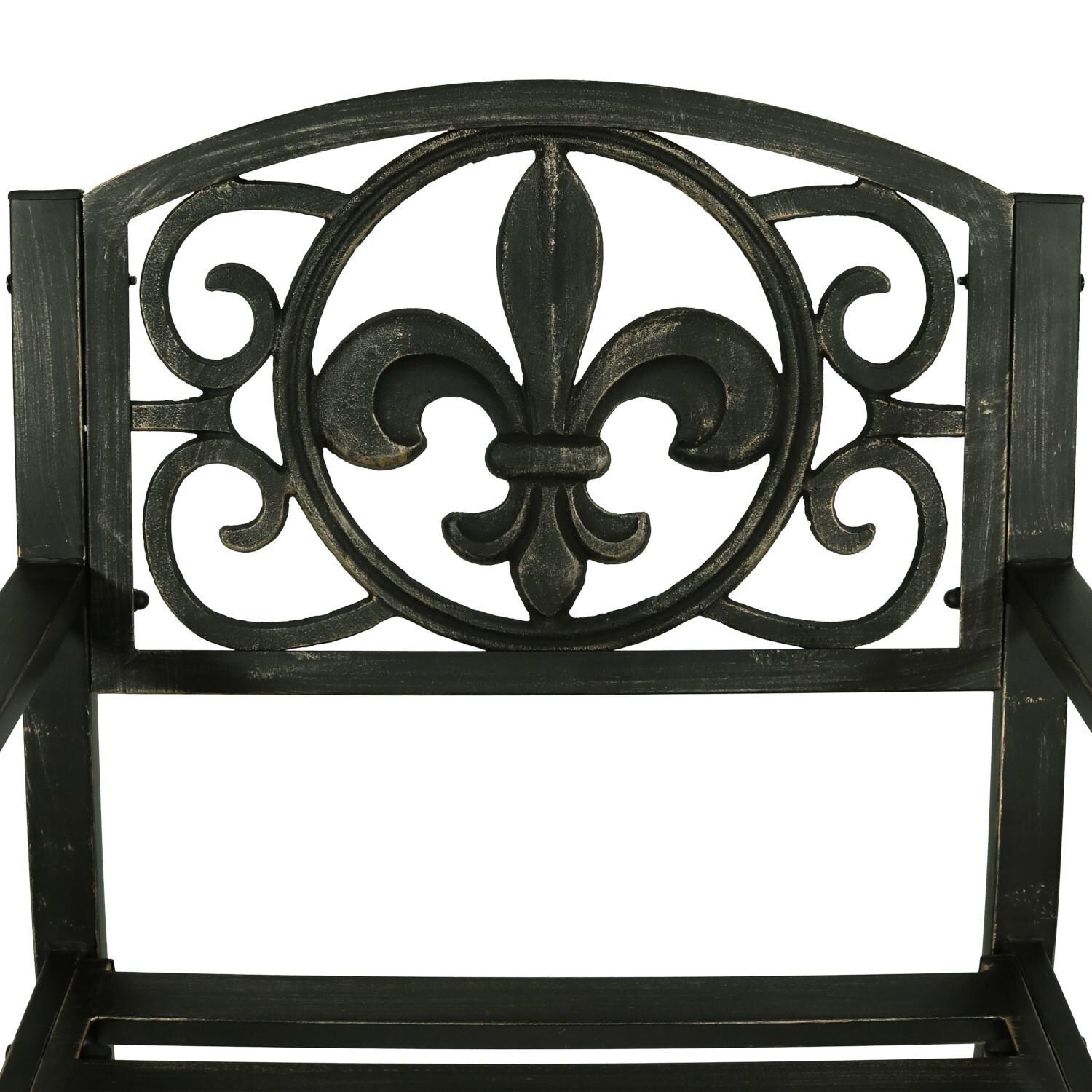 Ultimate Patio Cast Iron and Steel Patio Rocking Chair W/ Fleur-De-Lis Design