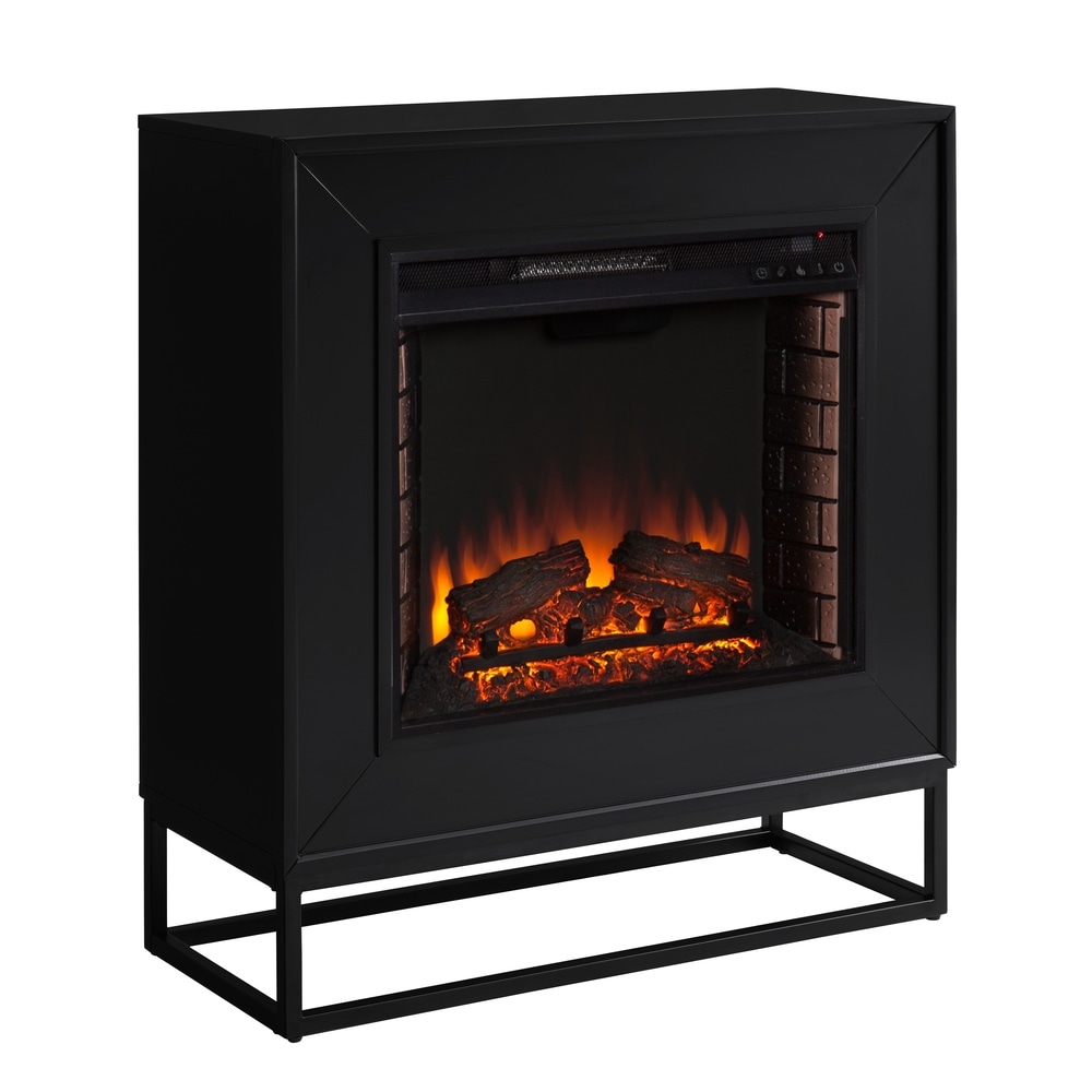 SEI Furniture Francis Contemporary Black Wood Electric Fireplace