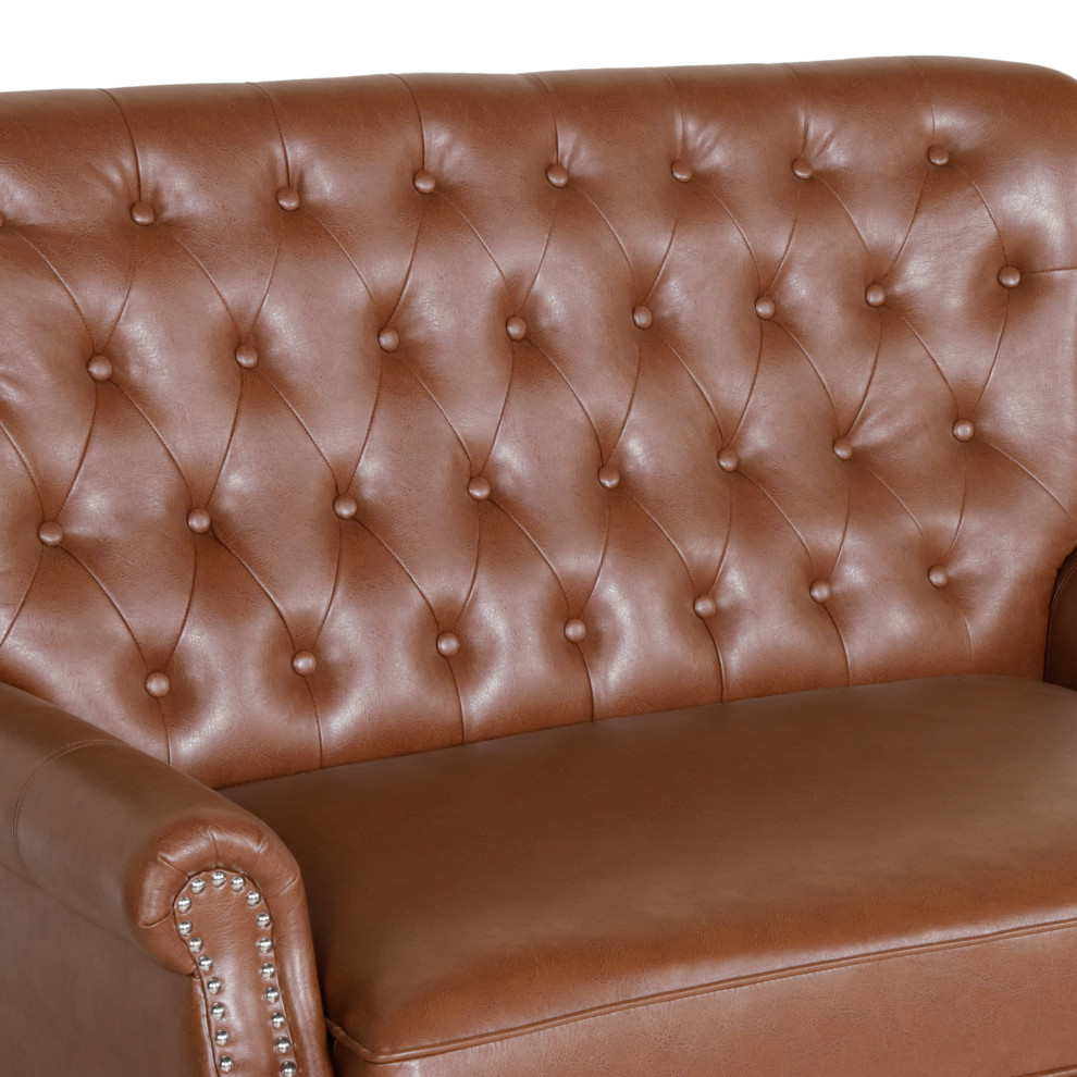 Belknap Faux Leather Tufted Oversized Recliner  Nailhead Trim   Traditional   Recliner Chairs   by GDFStudio  Houzz