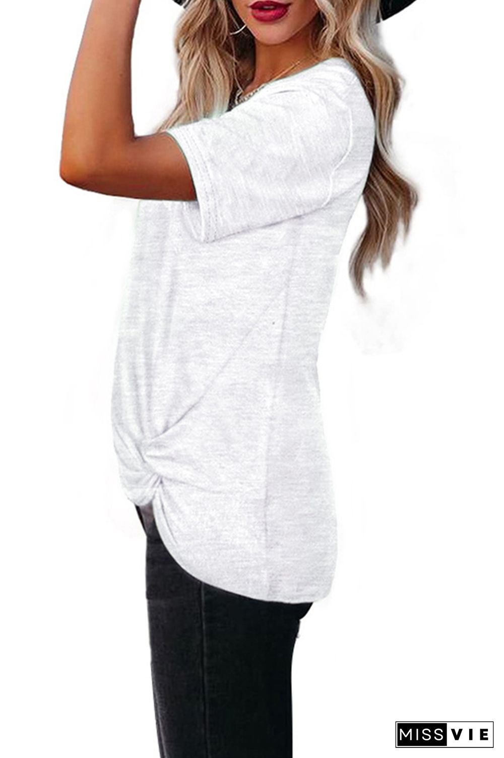 Criss-Cross Twisted Short Sleeves Tee Wholesale