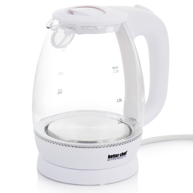 Better Chef 1 7 Liter Glass 360 Degree Cordless Led Electric Kettle In White