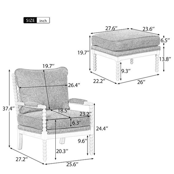 Tufted Velvet Accent Chair with Ottoman，Lounge Chair Reading Chair