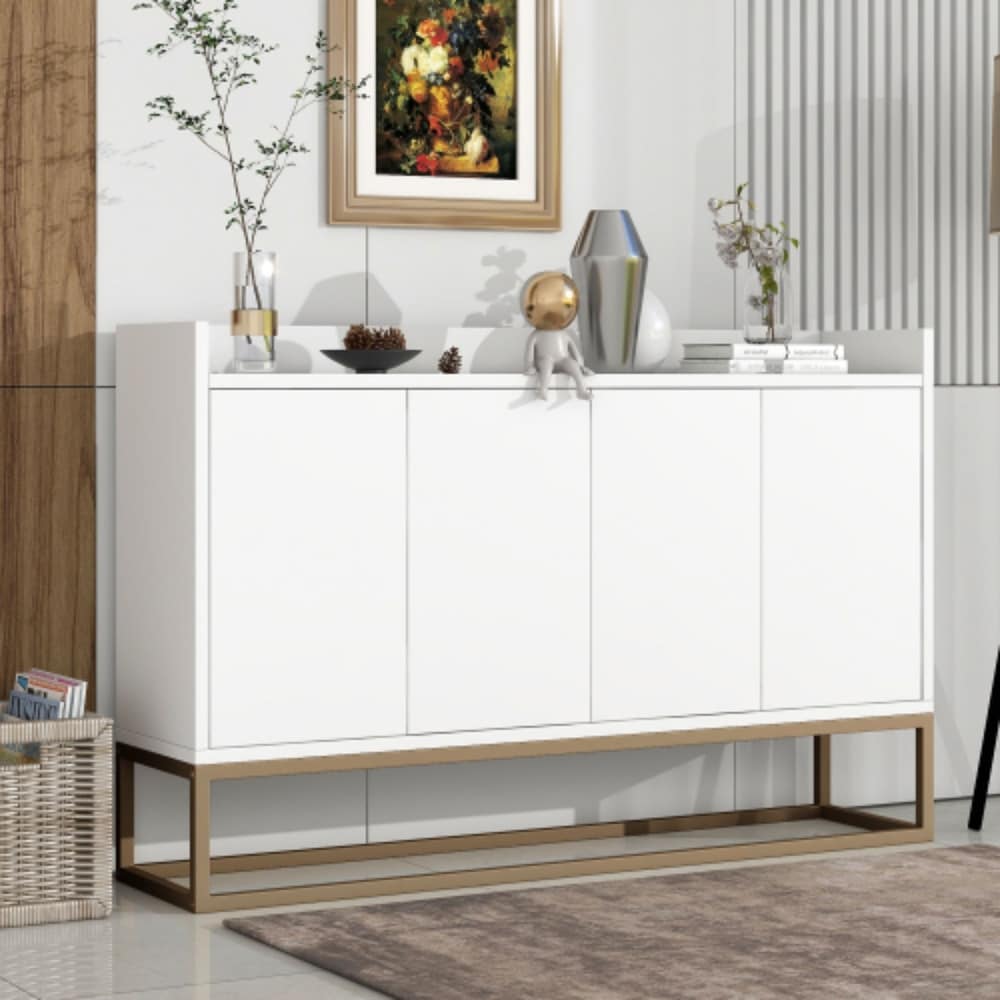 Modern Glam 4 Doors Storage Sideboard Accent Buffet Cabinet for Dining Room  Kitchen