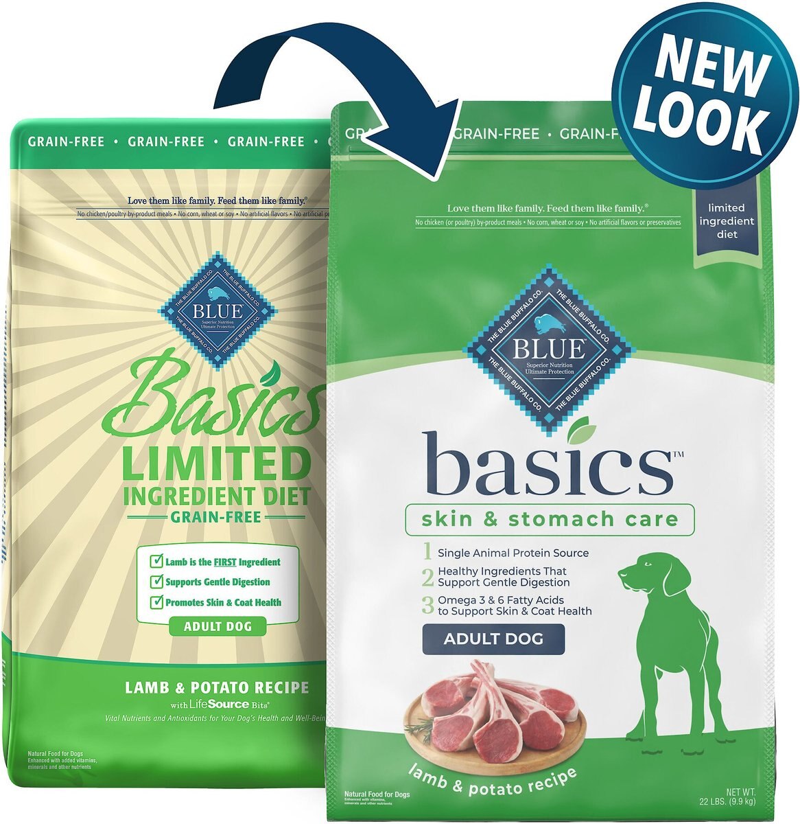 Blue Buffalo Basics Skin and Stomach Care Grain-Free Formula Lamb and Potato Recipe Adult Dry Dog Food