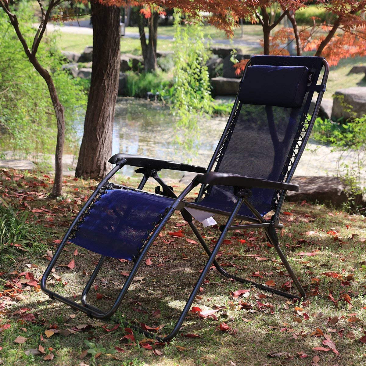 Timber Ridge Zero Gravity Locking Outdoor Patio Recliner Lounge Chair, Blue