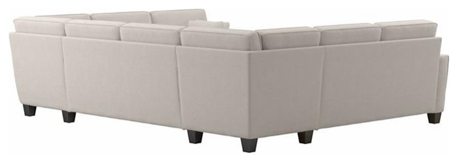 Stockton 125W U Shaped Sectional Couch in Light Beige Microsuede   Sectional Sofas   by Homesquare  Houzz