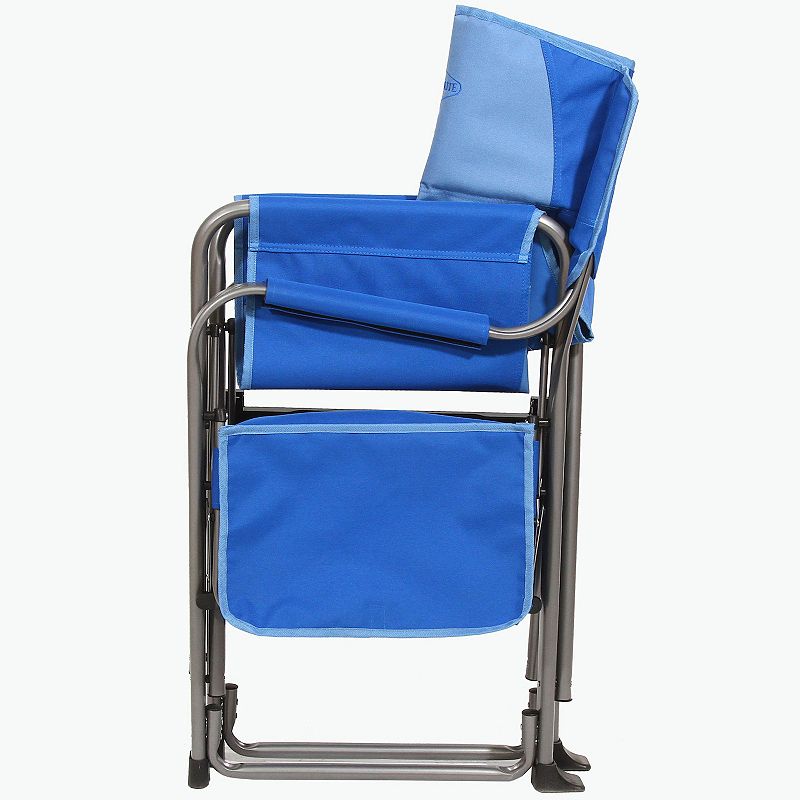 Kamp-Rite Portable Director's Chair with Cooler， Cup Holder， and Side Table， Blue