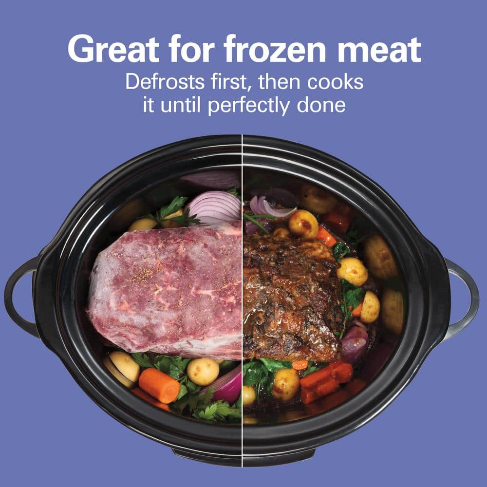 Hamilton Beach 6 qt. Gray Programmable Slow Cooker with Defrost and Temperature Probe 33768