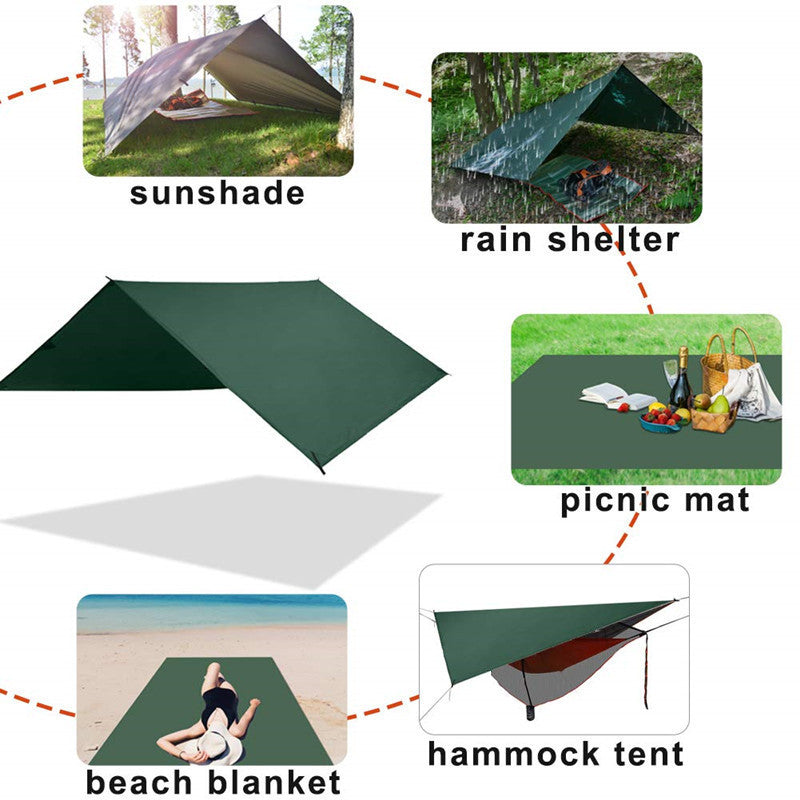 5 x 7ft Camping Tent Cover Tarp Sun Shade Hammock Protector Oxford Fabric Camping Shelter Waterproof Anit-UV Shelter– Green