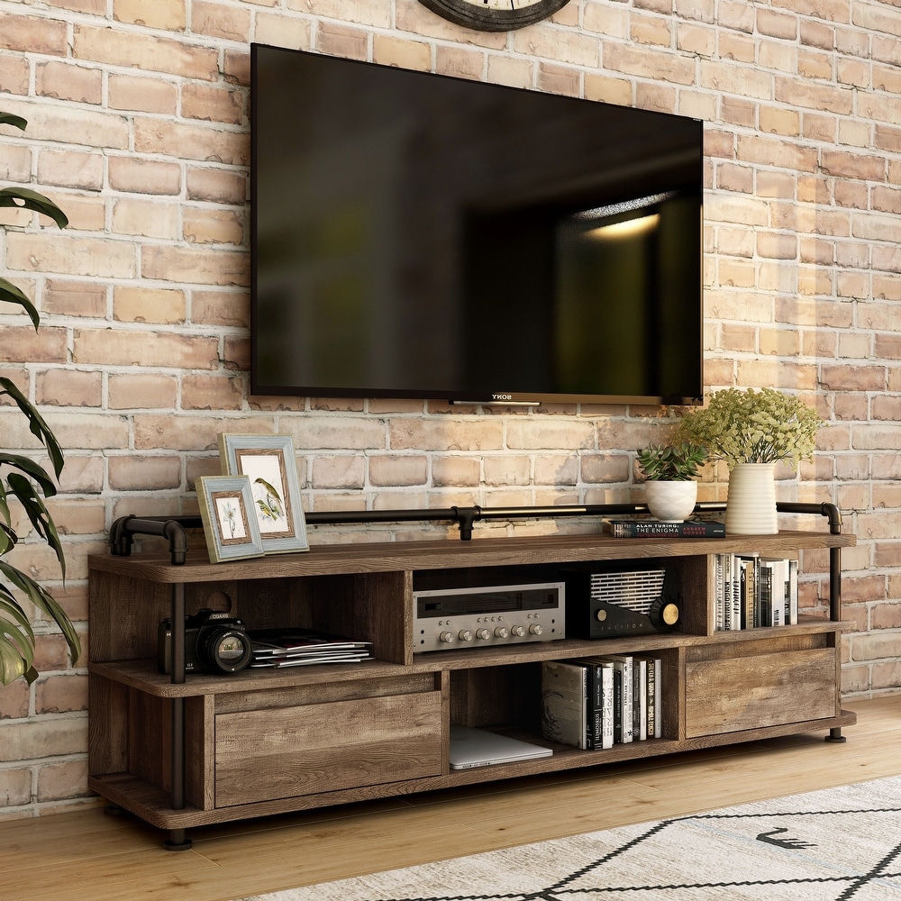 Albertus Industrial 71 inch Iron 4 Shelf TV Console by Furniture of America