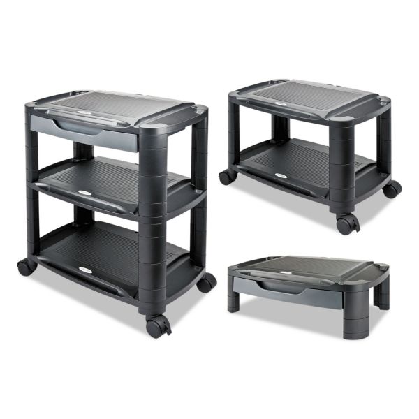 Alera 3-in-1 Cart/Stand， Plastic， 3 Shelves， 1 Drawer， 100 lb Capacity， 21.63