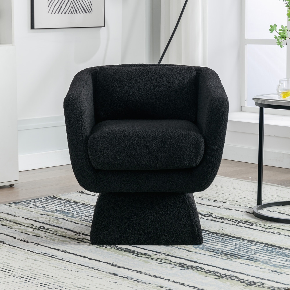 Boucle Upholstered Swivel Accent Arm Barrel Chair for Living Room