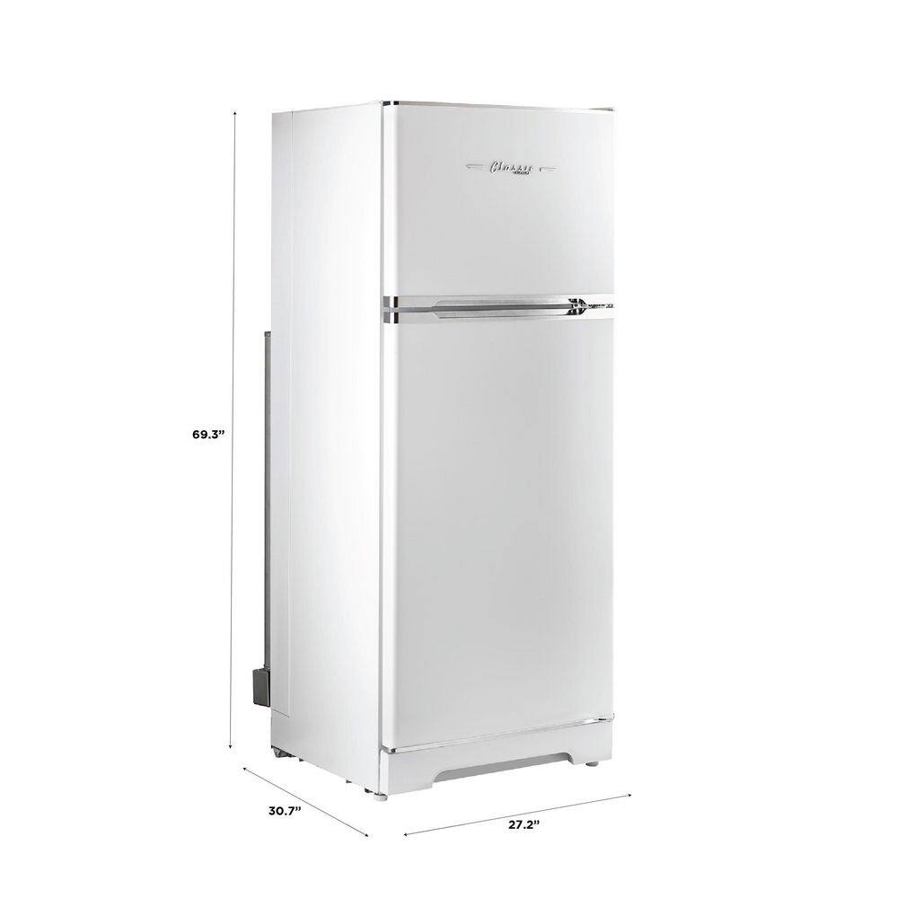 Unique Appliances Off-Grid Classic Retro 27.2 in. 14 cu. ft. Retro Propane Top Freezer Refrigerator in Marshmallow White UGP-14C CR SM W