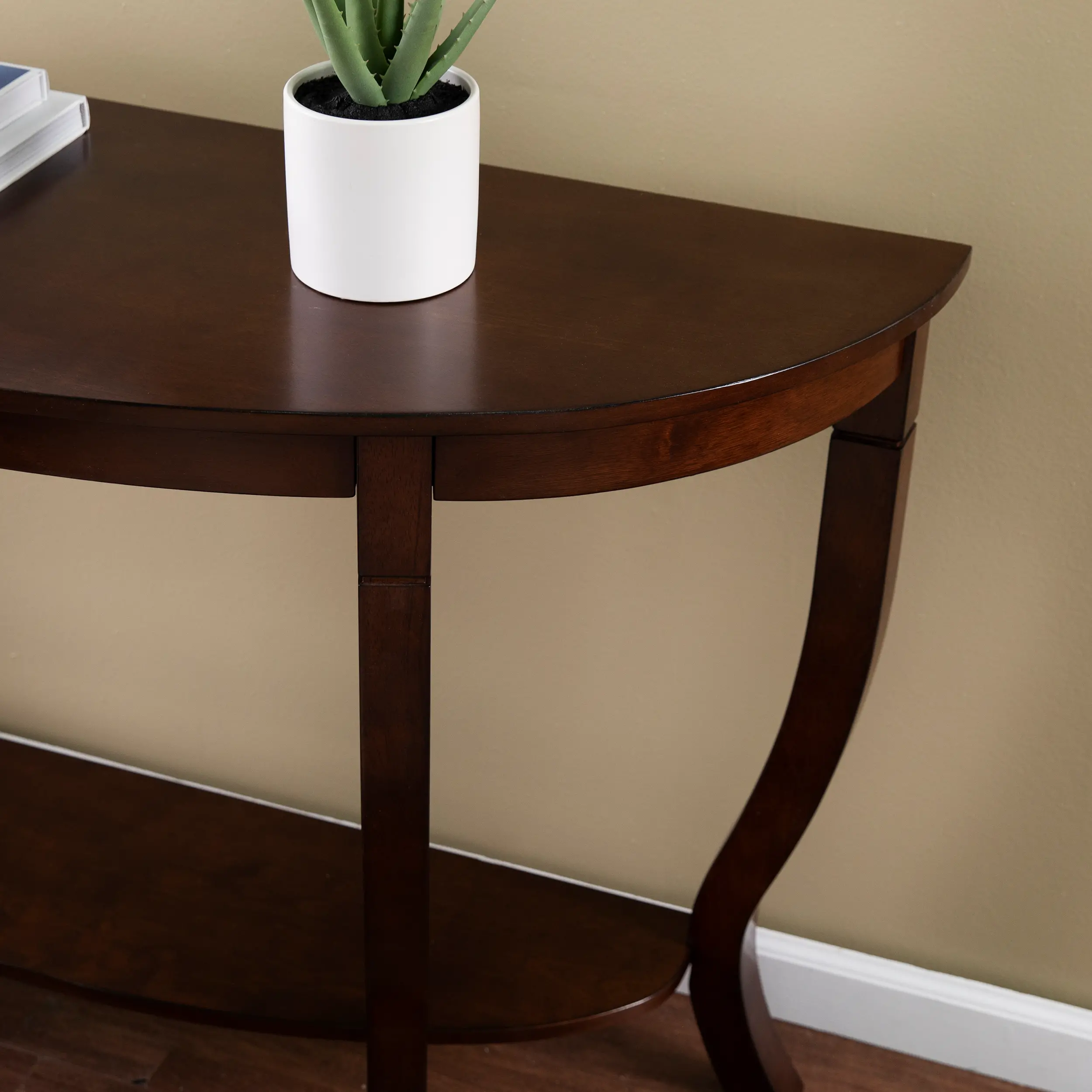 Findlay Demilune Brown Console Table