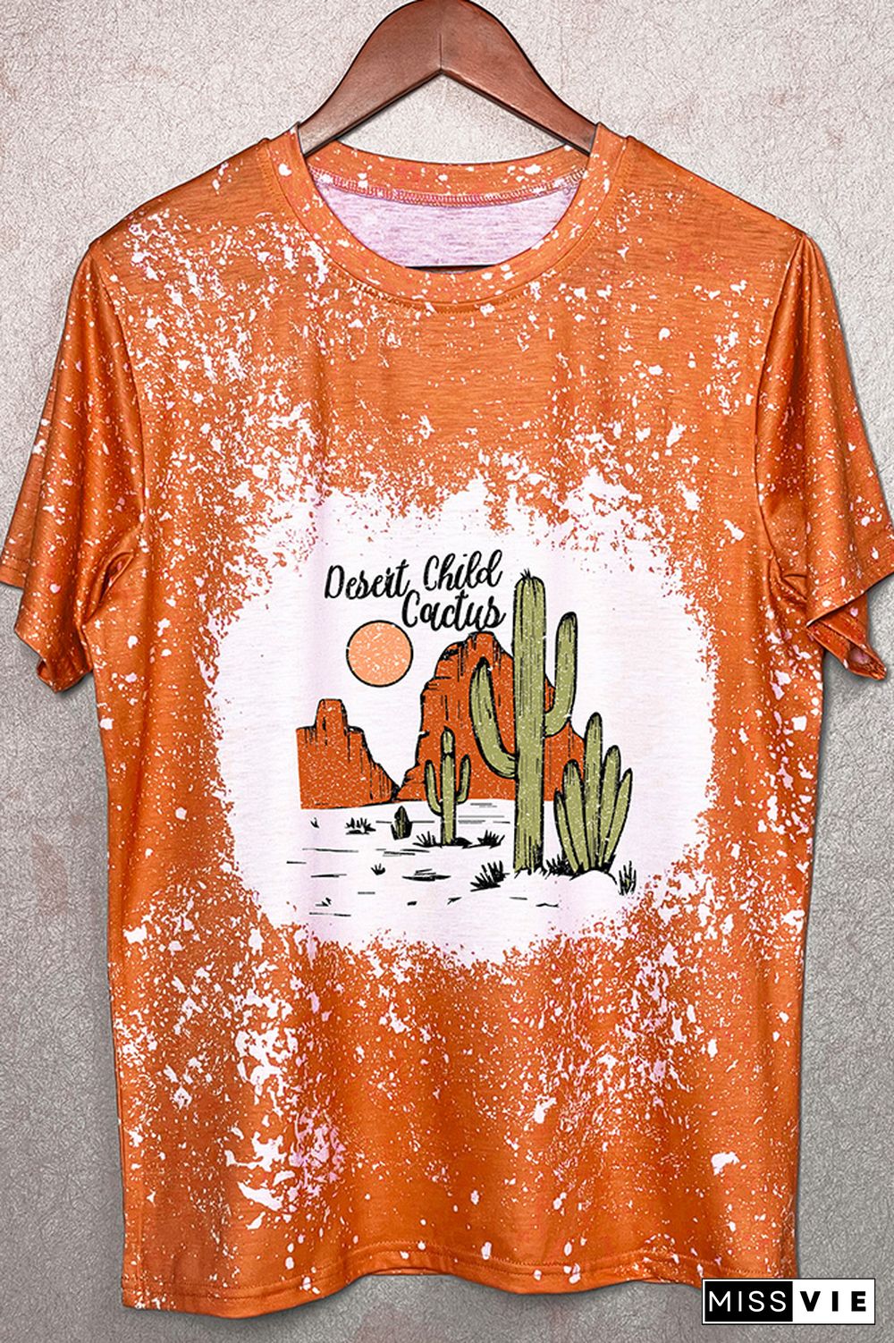 Western Cactus Tie Dye Bleach Graphic Tee