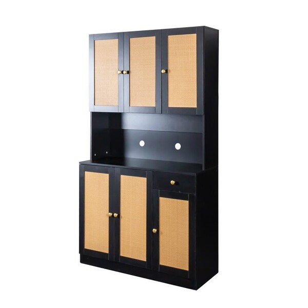 Wood Closet with 6 Doors，1 Drawer and 1 Open Shelves， Easy Cleaning， Durability and Easy Maintenance - - 37938179