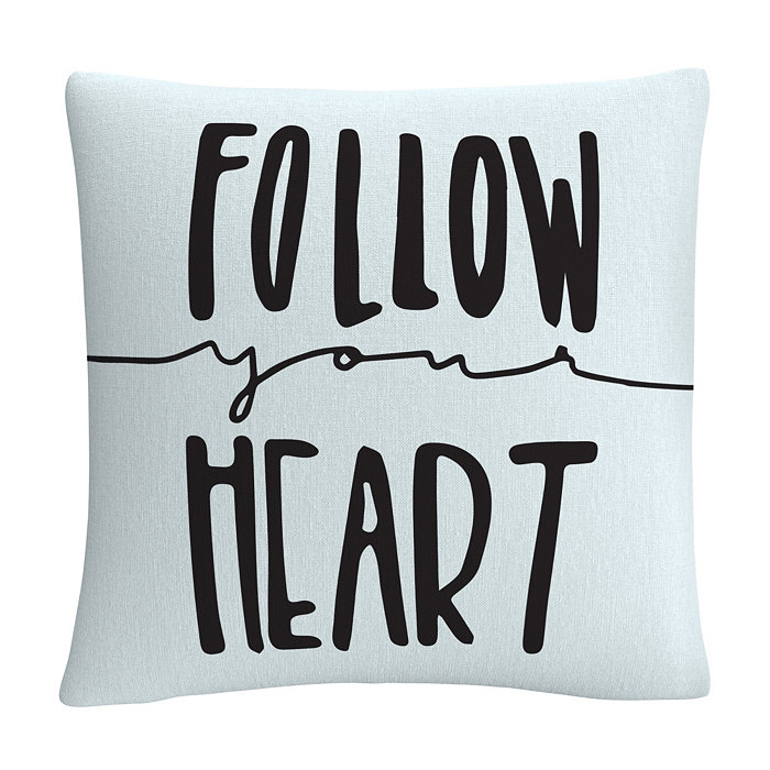 Baldwin ABC Typographic Follow Your Heart Decorative Pillow， 16