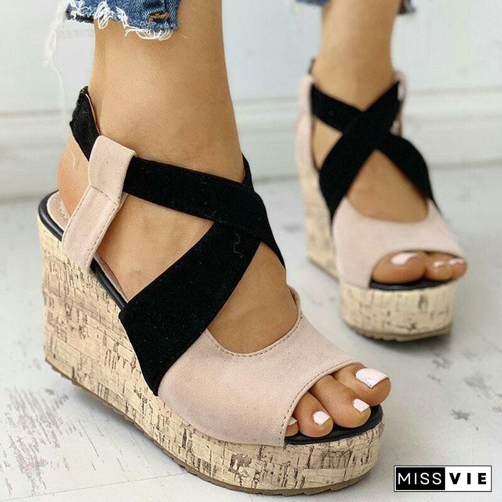 Women's Casual Flat High Heels Wedges Sandals