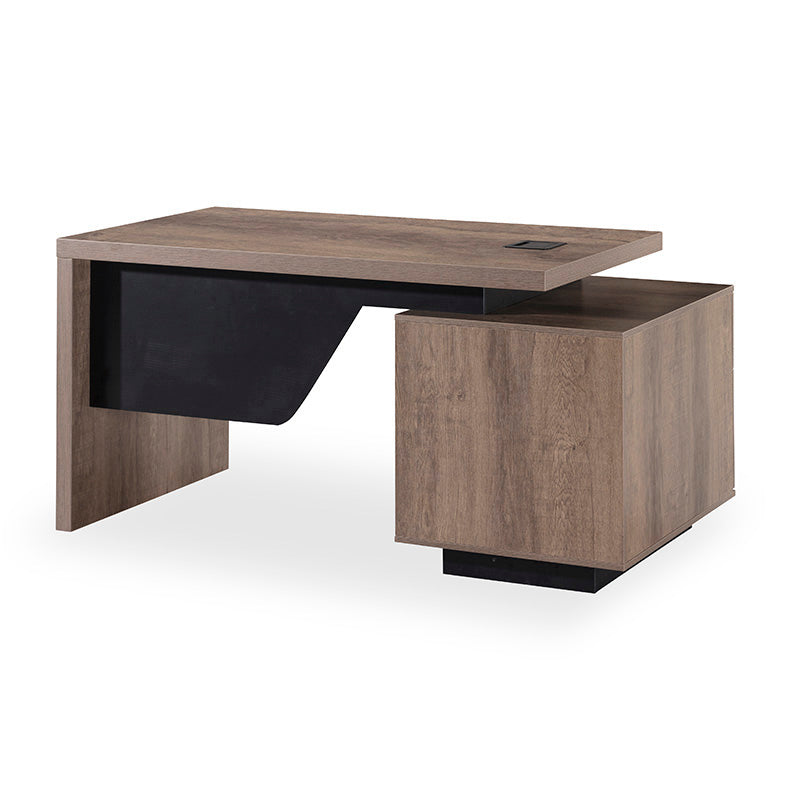 KELLEN Executive Desk with Left Return 1.6-1.8M - Warm Oak & Black