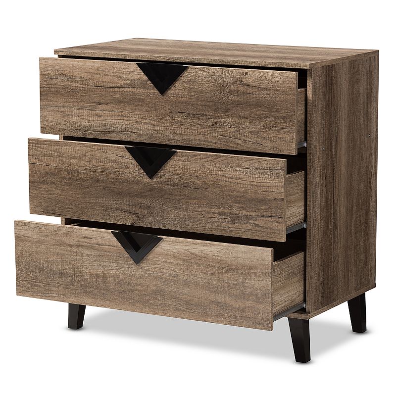 Baxton Studio Modern Brown 3-Drawer Chest