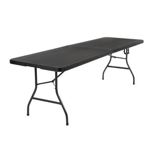 Cosco 96 in. Black Plastic Fold-in-Half Folding Banquet Table 14778BLK1X