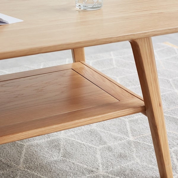 Solid Wood Center Low Table with Storage Shelf