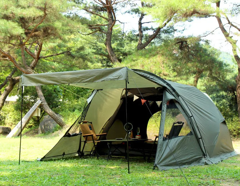 High Quality tube shape outdoor tent with sunshade tarp camping tunnel tent