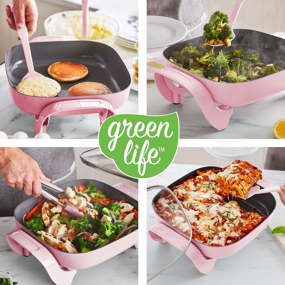 GreenLife Healthy Ceramic Nonstick 5 in 1 Electric Skillet  Black
