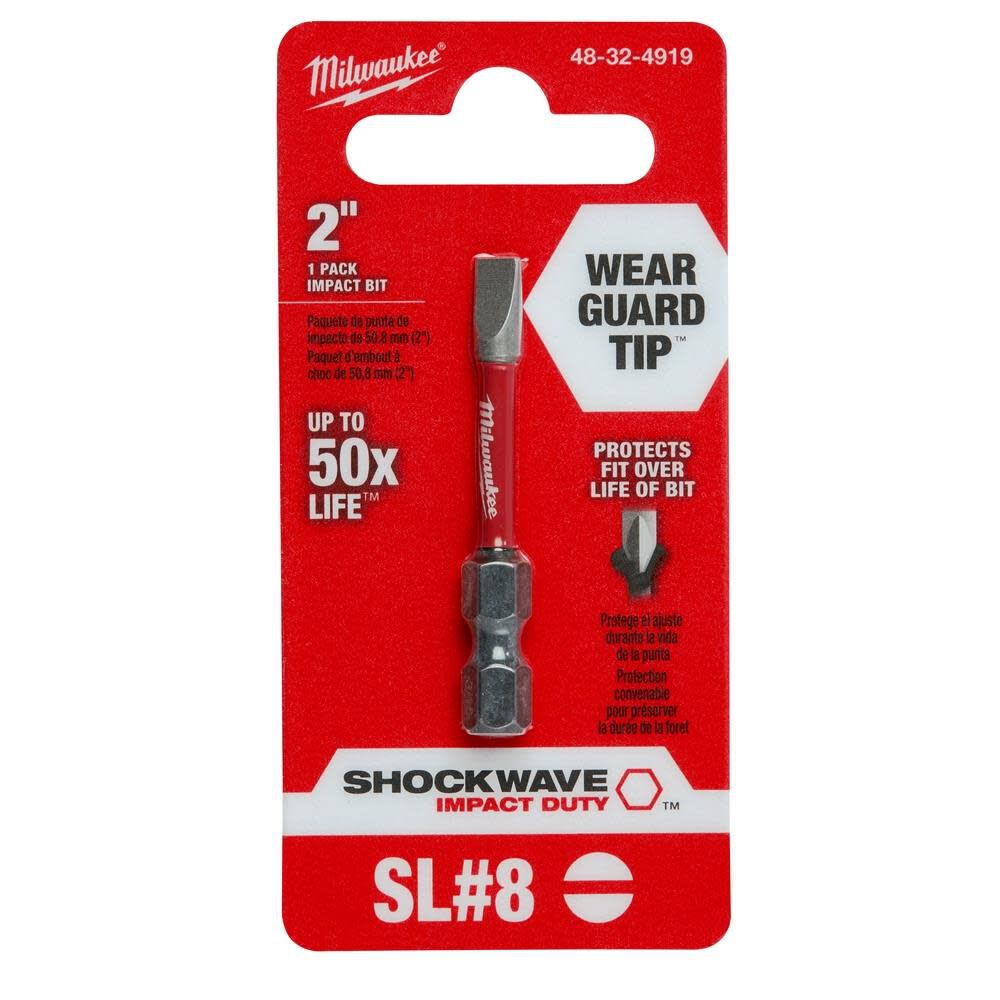 Milwaukee SHOCKWAVE 2 in. Impact Slotted 3/16 in. Power Bit 48-32-4919 from Milwaukee