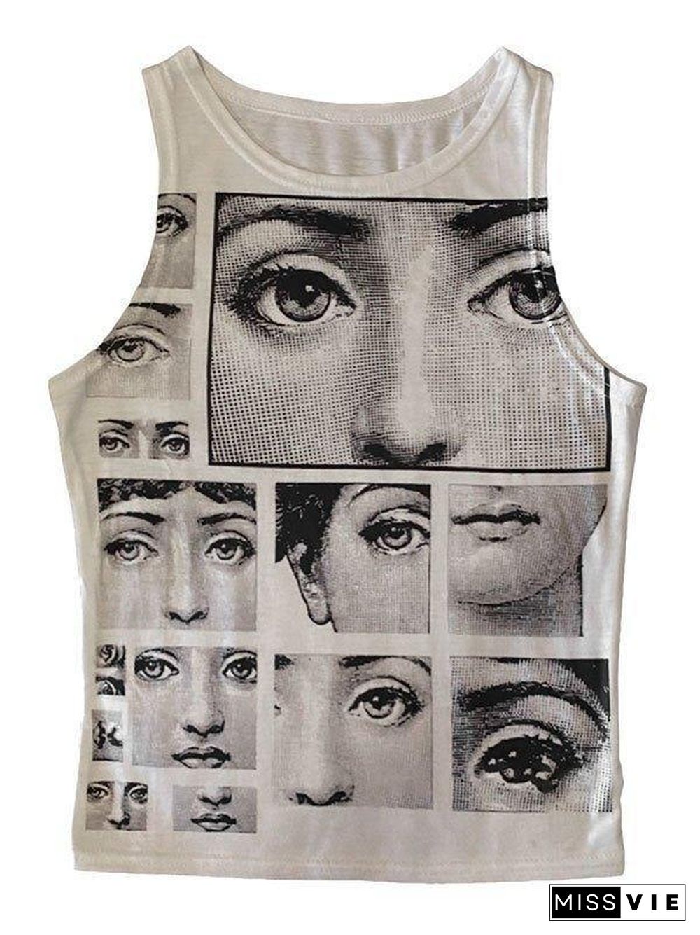 Staring Eye Graphic Crop Tank Top