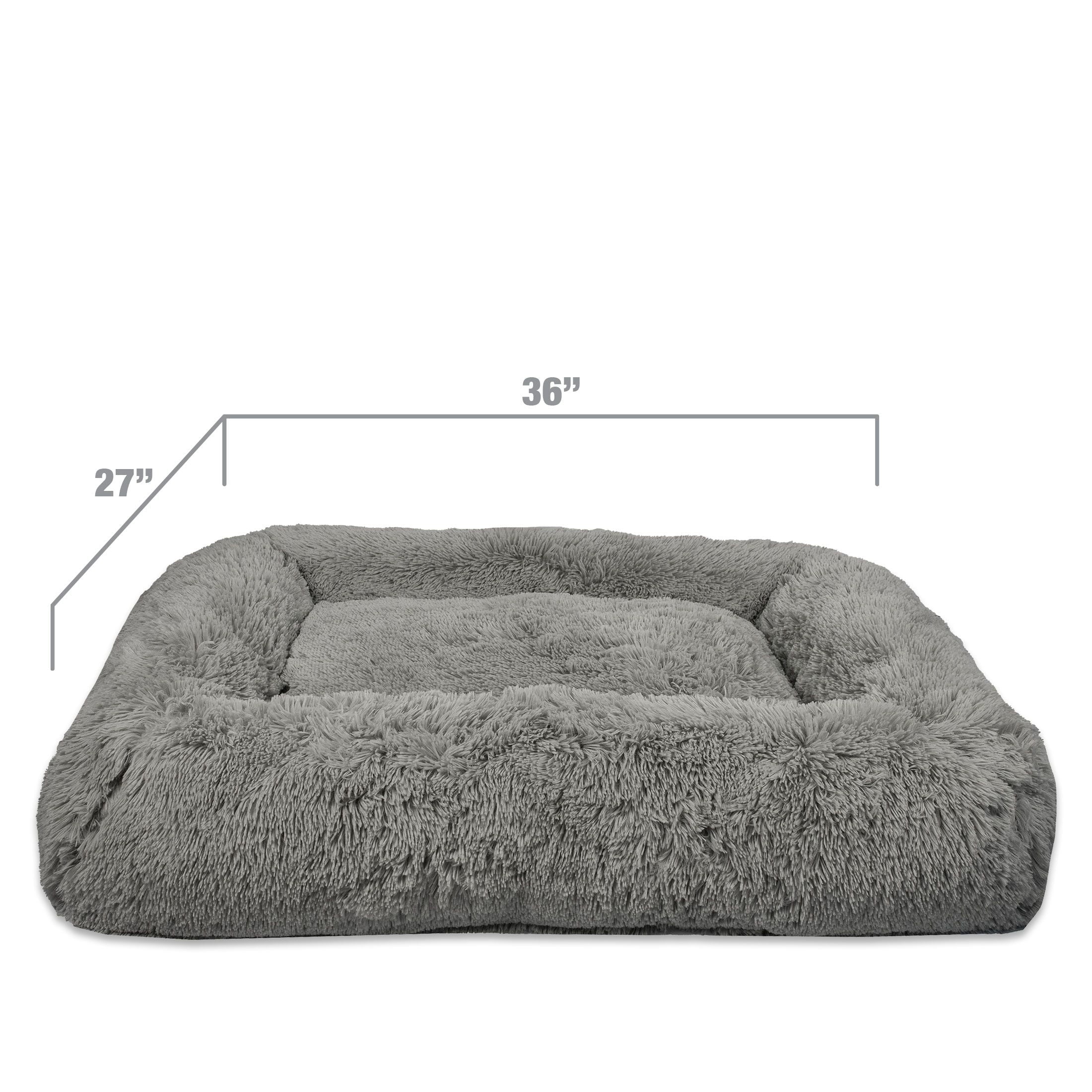 Vibrant Life Large Furry Bolster Dog Bed, Taupe