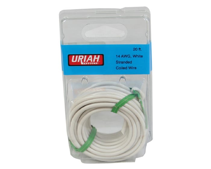 Uriah Products 20 Coil 14 AWG White Insulated Stranded Primary Wire - UA501420