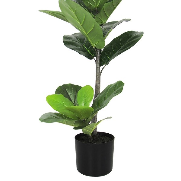 3.5ft Deluxe Artificial Fiddle Leaf Fig Tree Real Touch Plant in Black Pot