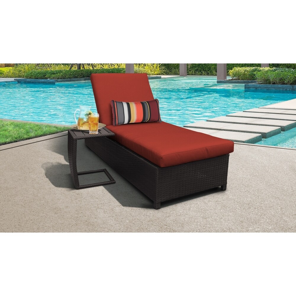 Belle Wheeled Chaise Outdoor Wicker Patio Furniture and Side Table