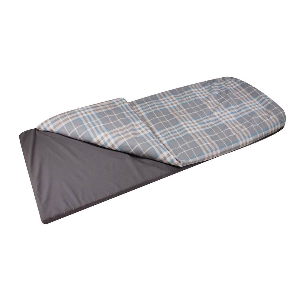 Disc-O-Bed Children's Duvalay with Luxury Ocean Plaid Memory Foam Sleeping Bag and Duvet 50254