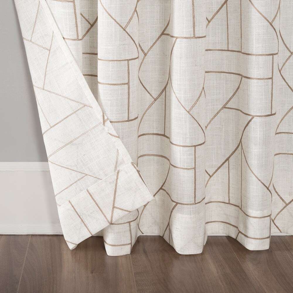 Archaeo Jigsaw Embroidery Linen Blend Curtain  Single Panel
