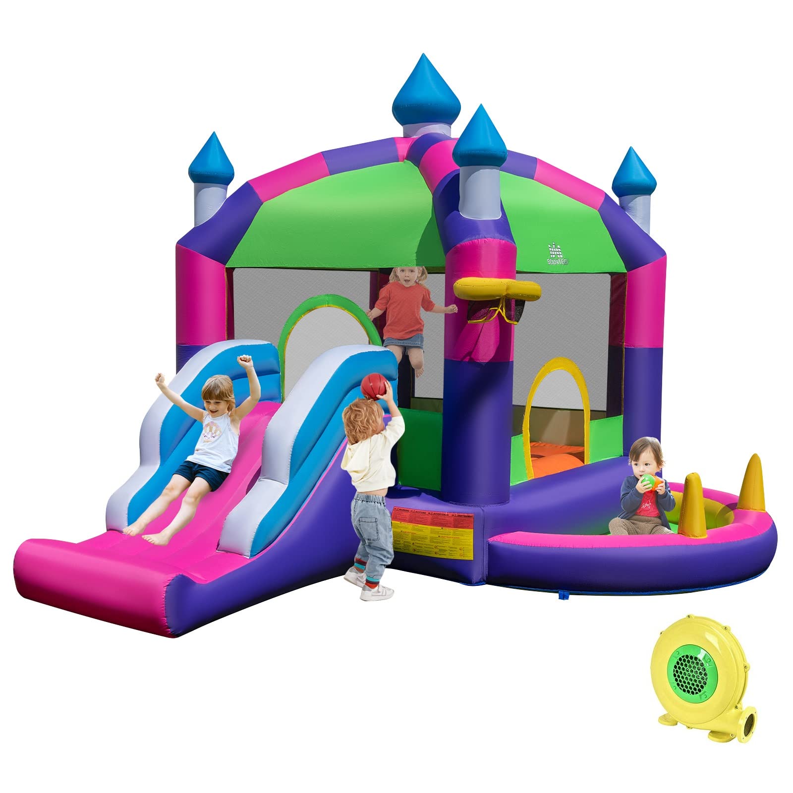 BOUNTECH Inflatable Bounce House with Canopy Overhead Cover