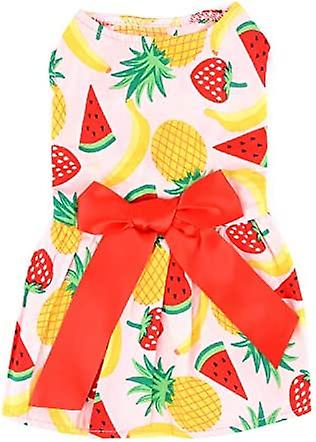 Yoitea Summer Dog Ribbon Dress For Small Dogs Girl Cute Hawaiian Sundress Puppy Clothes Skirt Pet Chihuahua Doggie Apparel Costume Outfits