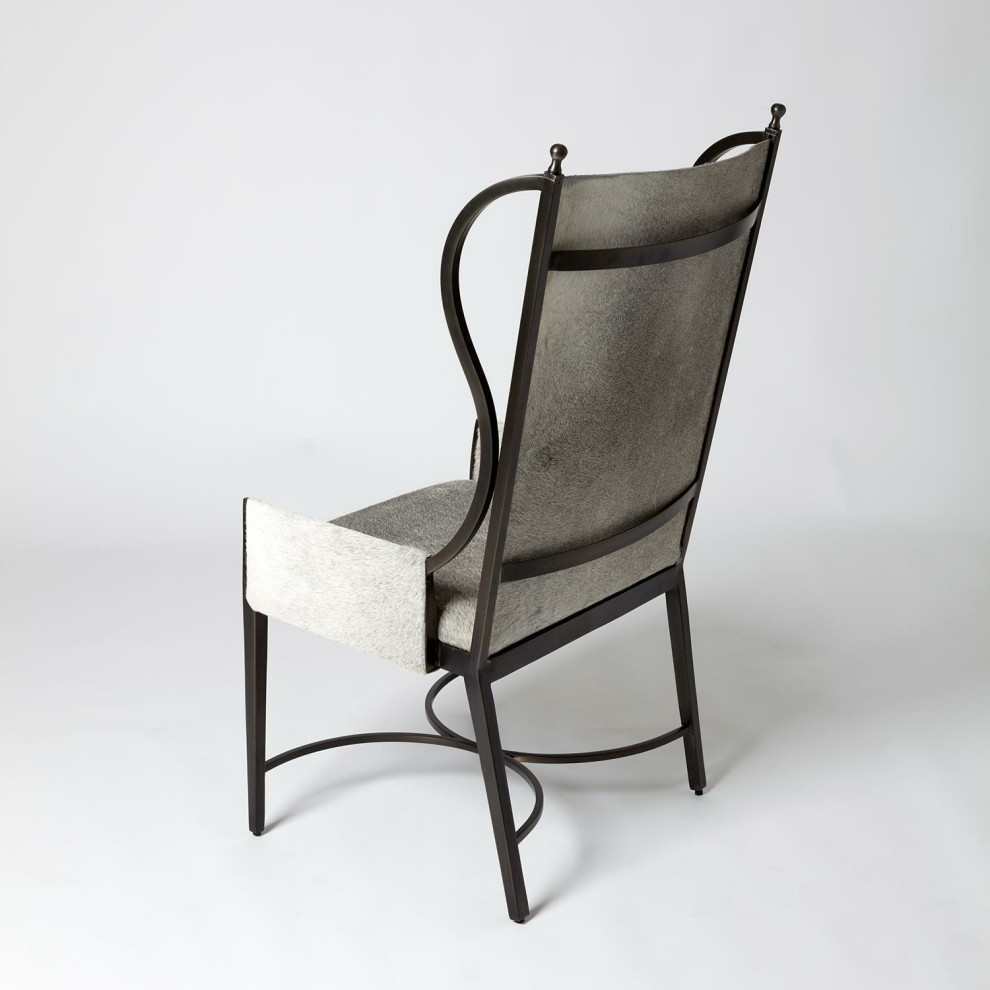 Iron Wing Chair with Grey Hair   Contemporary   Armchairs And Accent Chairs   by HedgeApple  Houzz