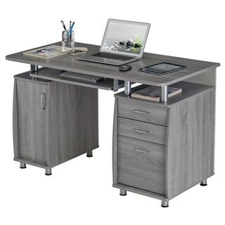 TECHNI MOBILI 48 in. Rectangular Gray 3 Drawer Computer Desk with Keyboard Tray RTA-4985-GRY