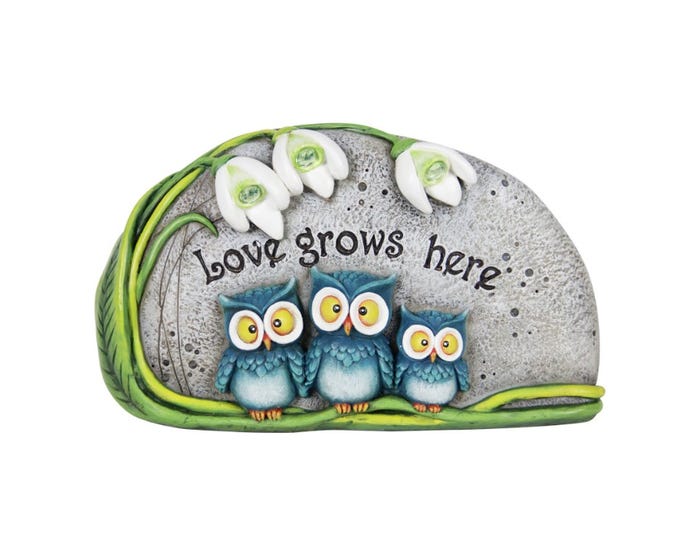 Love Grows Here Triple Owl Statue