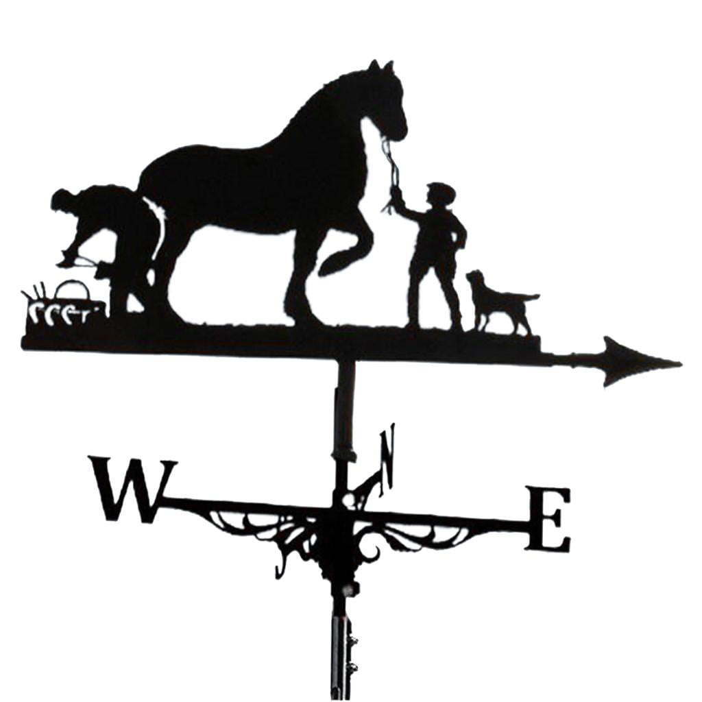 Iron Weather Vane Wind Direction Indicator Outdoor Metal Bracket Weathervane For Horse