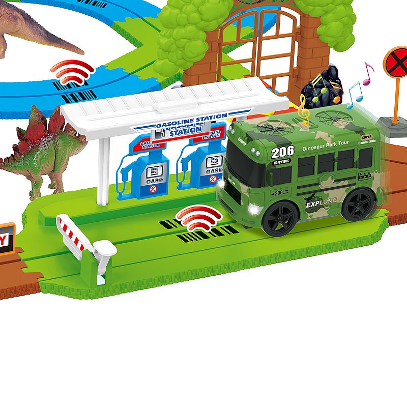 World Tech Toys Dino Safari Galaxy Flex-Track 115 Piece With Intelli-Bus