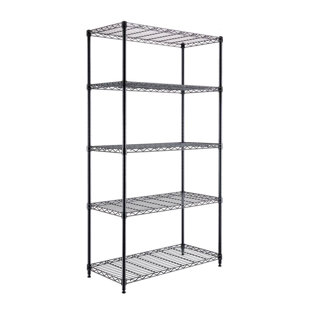 Seville Classics Black 5-Tier Steel Wire Garage Storage Shelving Unit (30 in. W x 60 in. H x 14 in. D) WEB675