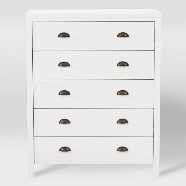 Boston 5 Drawer Dresser White Corliving