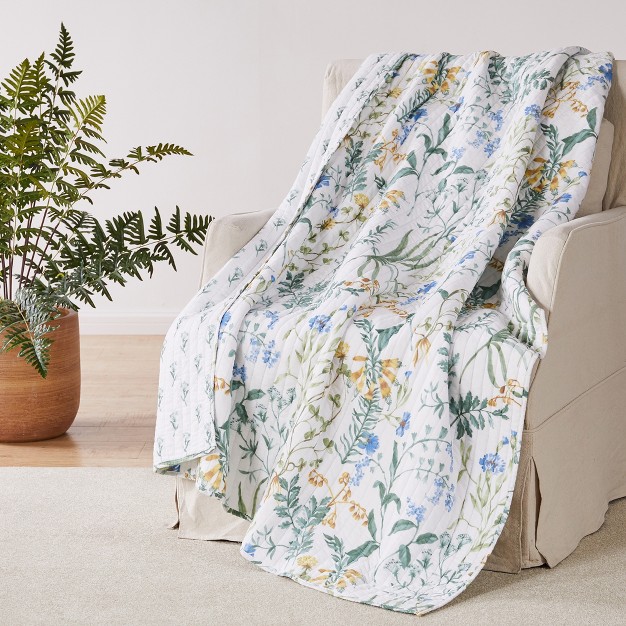 Apolonia Botanical Floral Quilted Throw Villa Lugano By Levtex Home