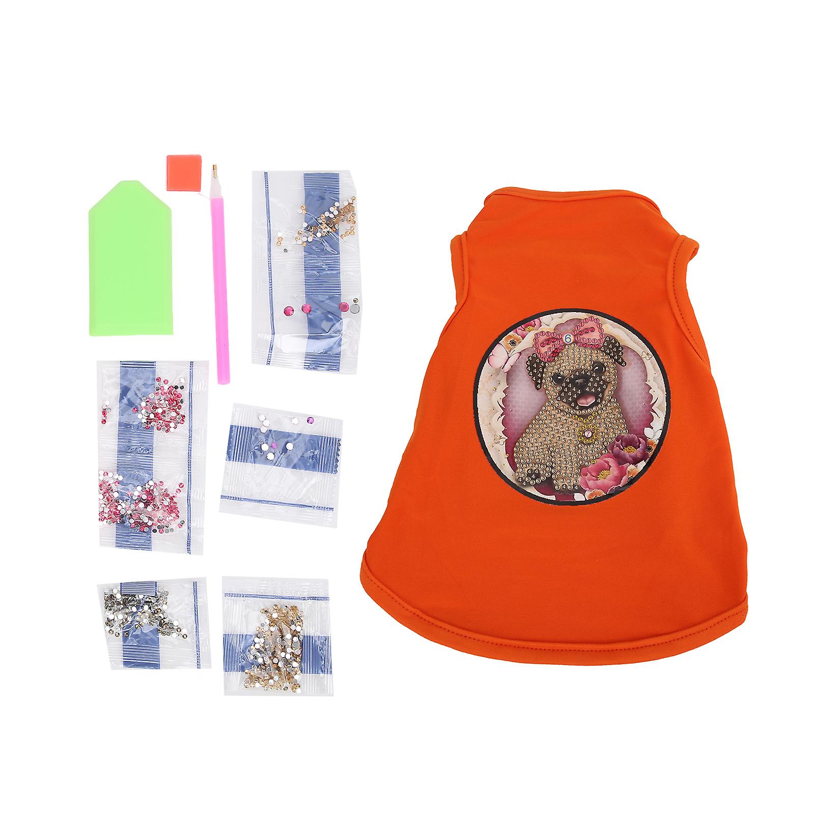 Pet Vest Clothes Small Dog Cat Rhinestone Painting Soft Breathable Summer Shirt Apparelorange S